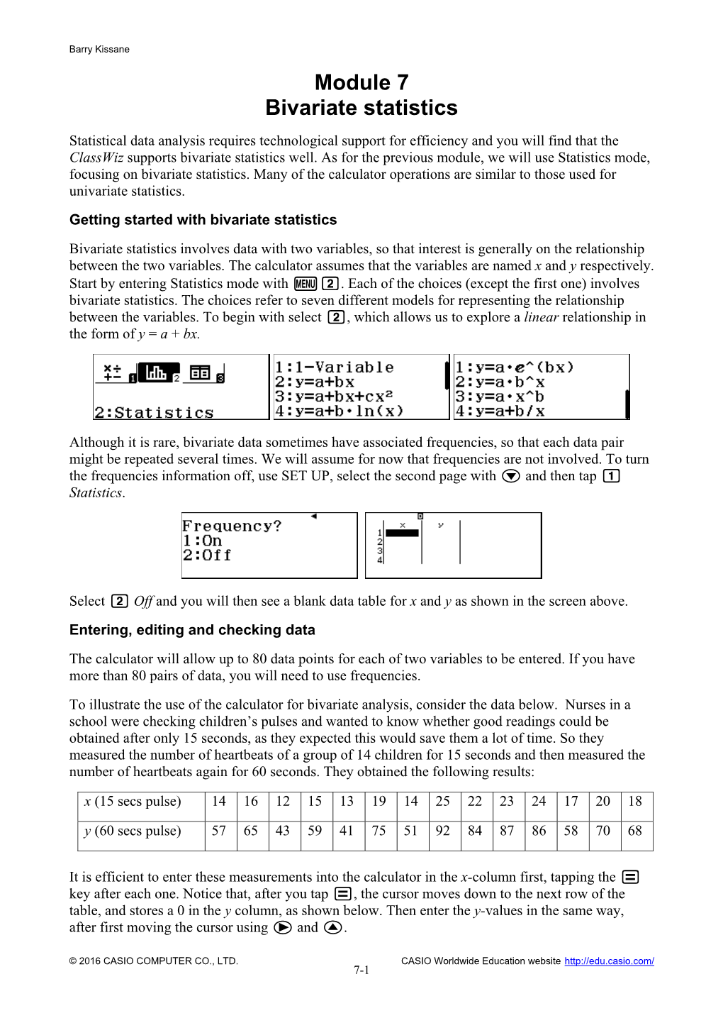 Bivariate Statistics Introducing Mathematics