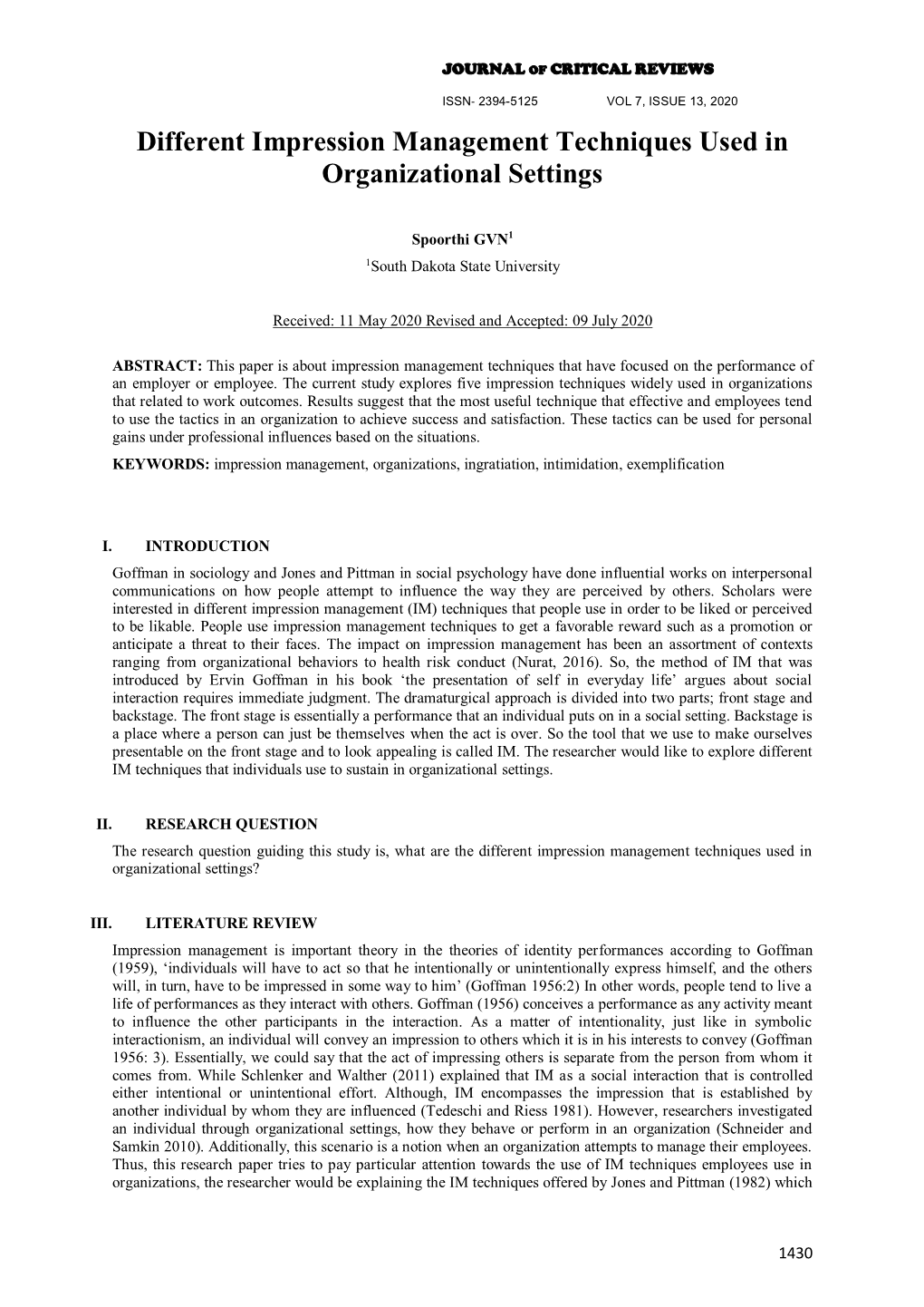 Different Impression Management Techniques Used in Organizational Settings