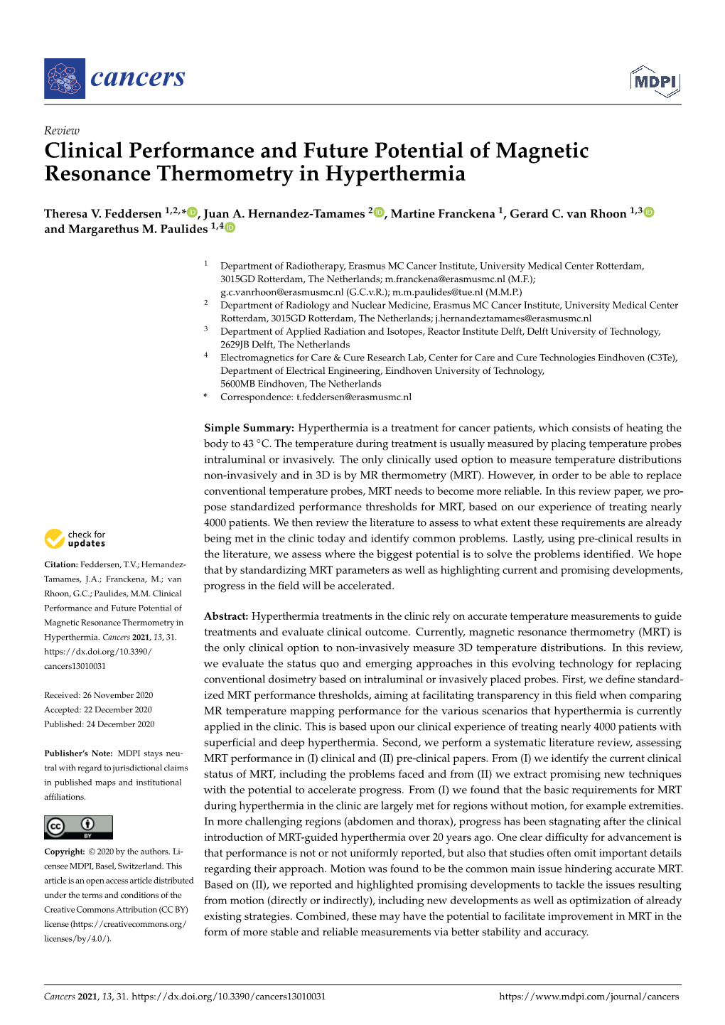 Clinical Performance and Future Potential of Magnetic Resonance Thermometry in Hyperthermia