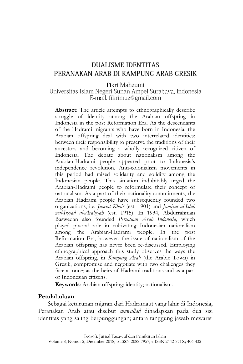 Pendahuluan Sebagai Keturunan Migran Dari Hadramaut Yang Lahir