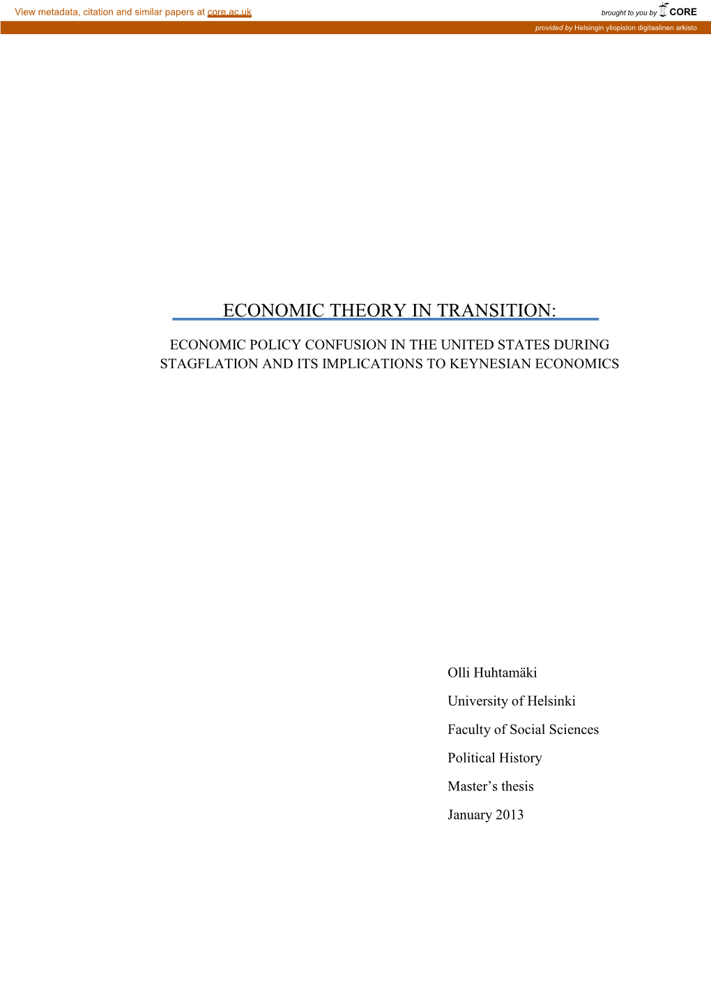 Economic Theory in Transition