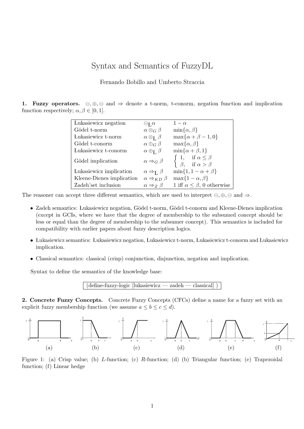 Syntax and Semantics of Fuzzydl