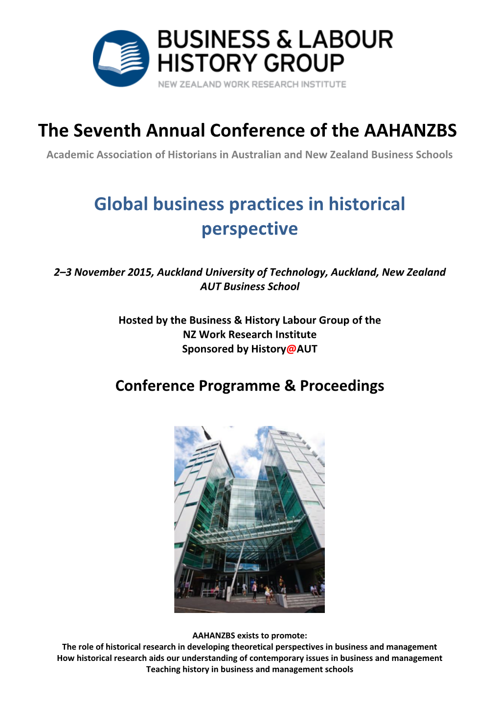 The Seventh Annual Conference of the AAHANZBS Global Business