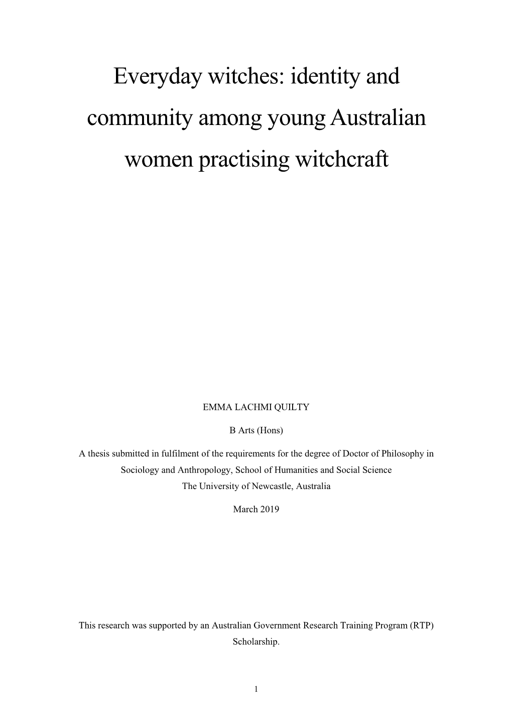 Everyday Witches: Identity and Community Among Young Australian