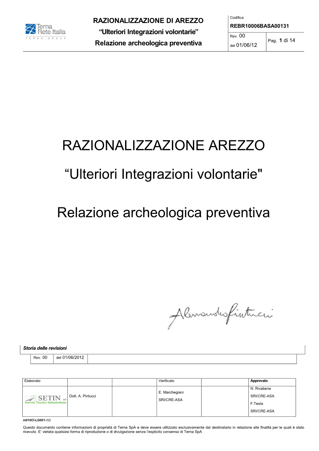 Relazione Archeologica Preventiva Del 01/06/12