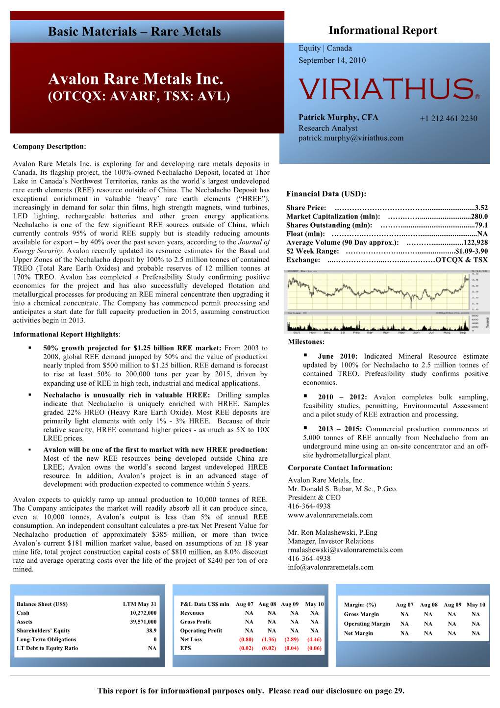 Avalon Rare Metals Inc. (OTCQX: AVARF, TSX: AVL) VIRIATHUS®