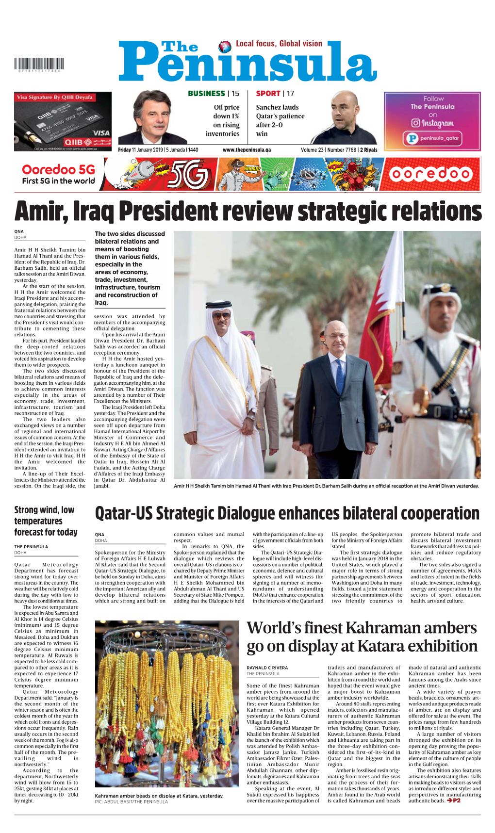 Amir, Iraq President Review Strategic Relations