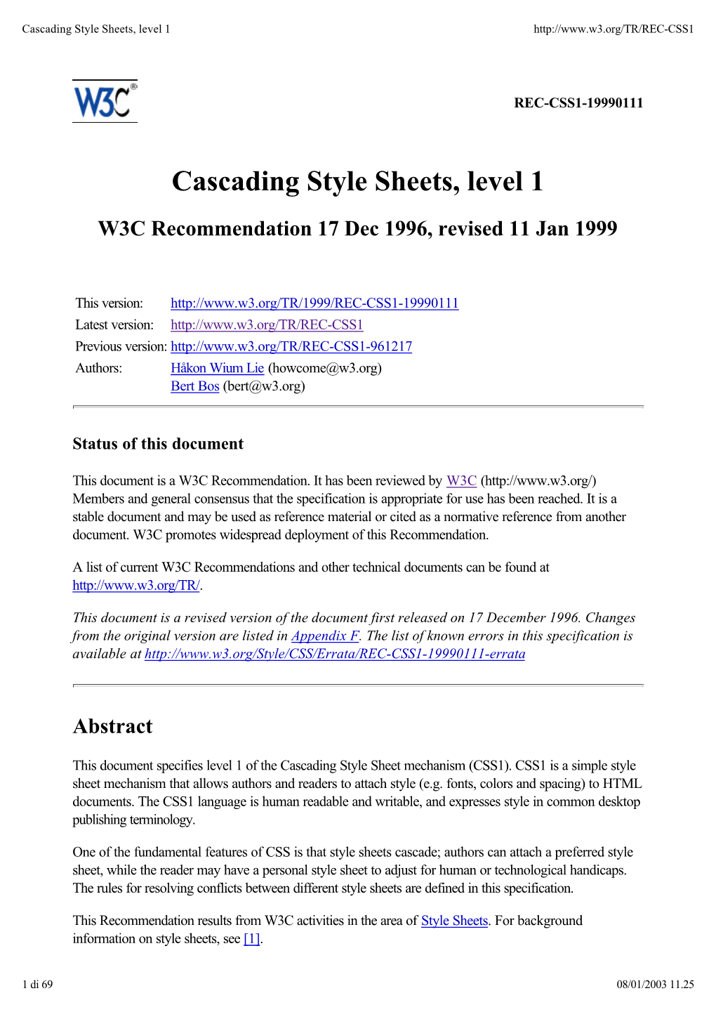 Cascading Style Sheets, Level 1