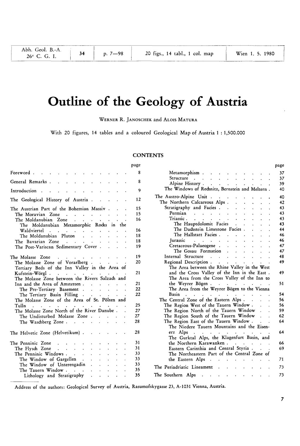 Outline of the Geology of Austria