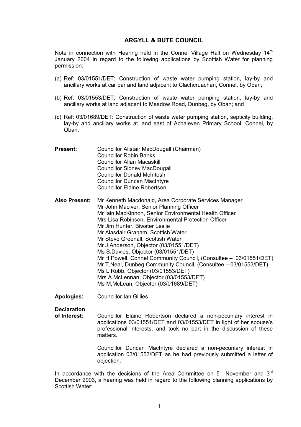 Scottish Water Connel 14-01-04 , Item 3B PDF