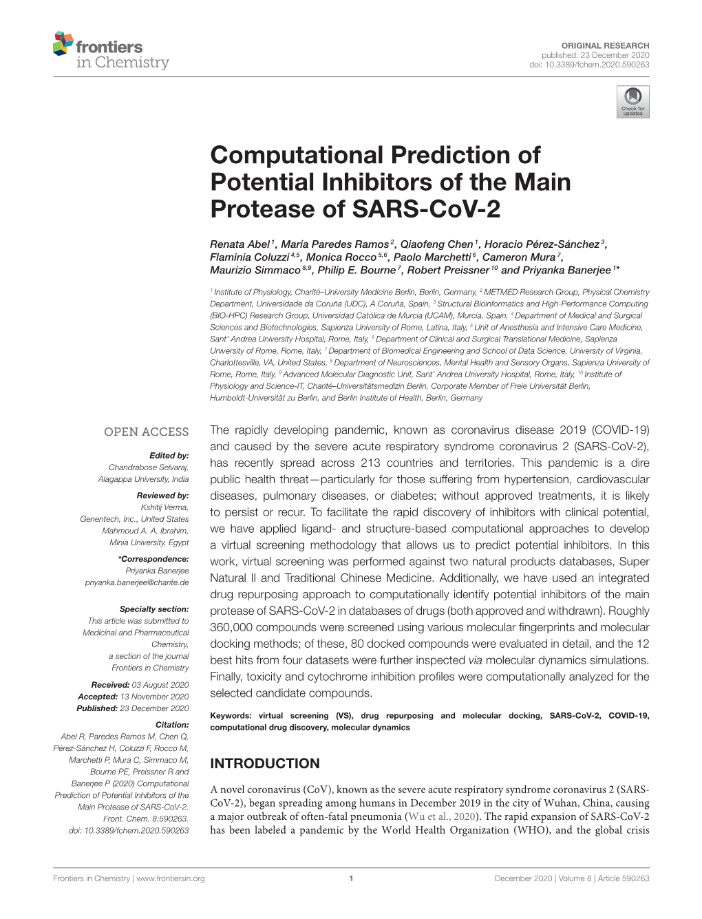Computational Prediction of Potential Inhibitors of the Main Protease of SARS-Cov-2