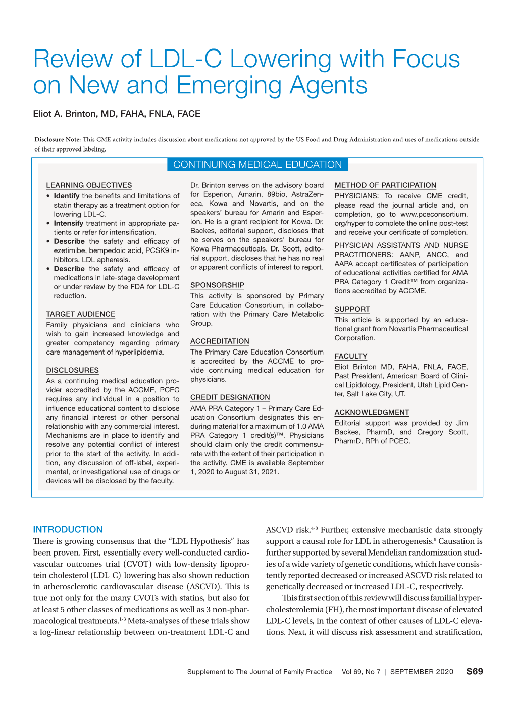 Review of LDL-C Lowering with Focus on New and Emerging Agents