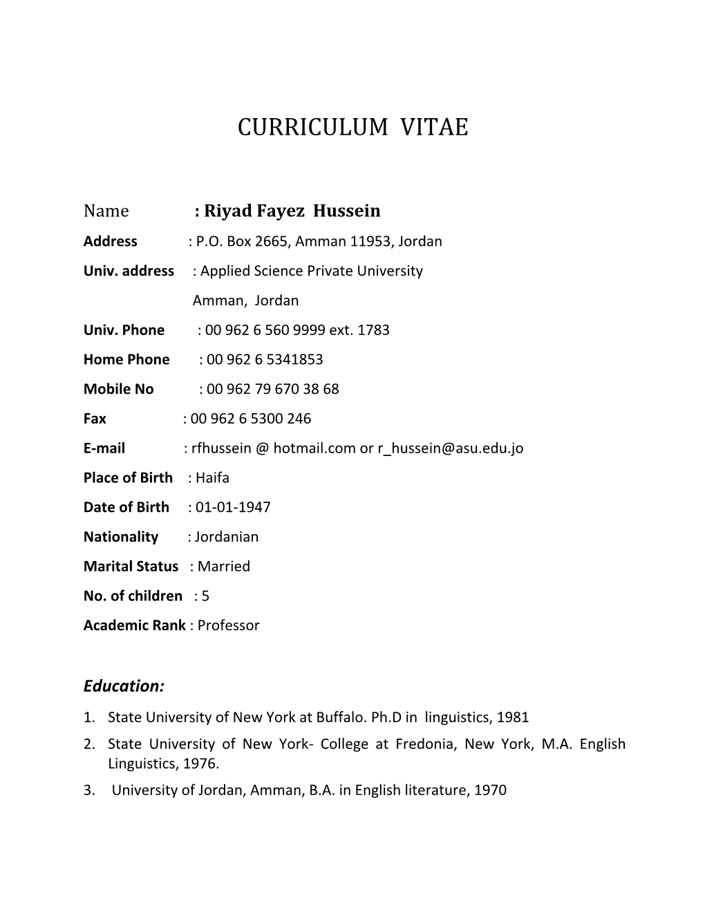 Curriculum Vitae