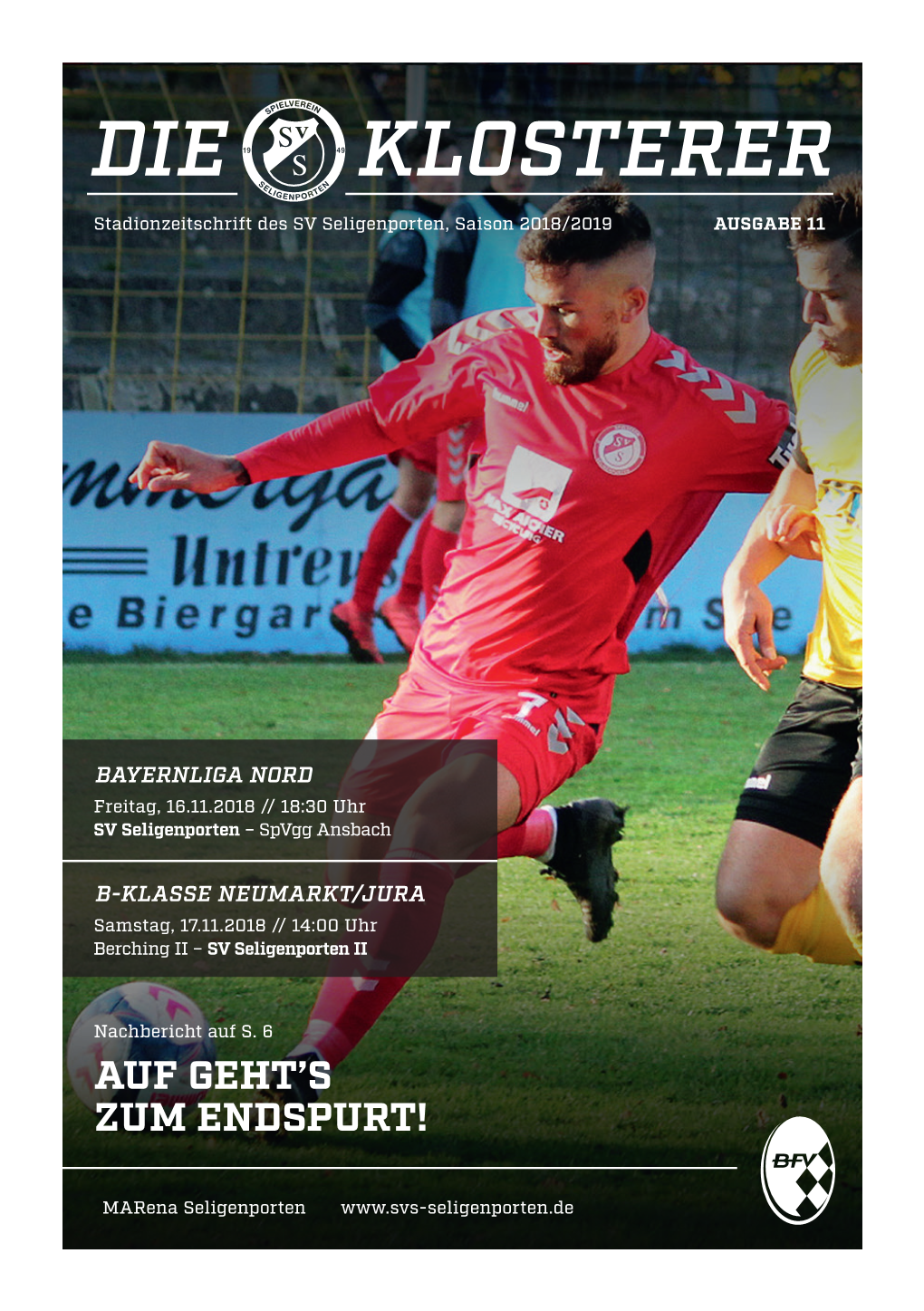 DIE KLOSTERER Stadionzeitschrift Des SV Seligenporten, Saison 2018/2019 AUSGABE 11