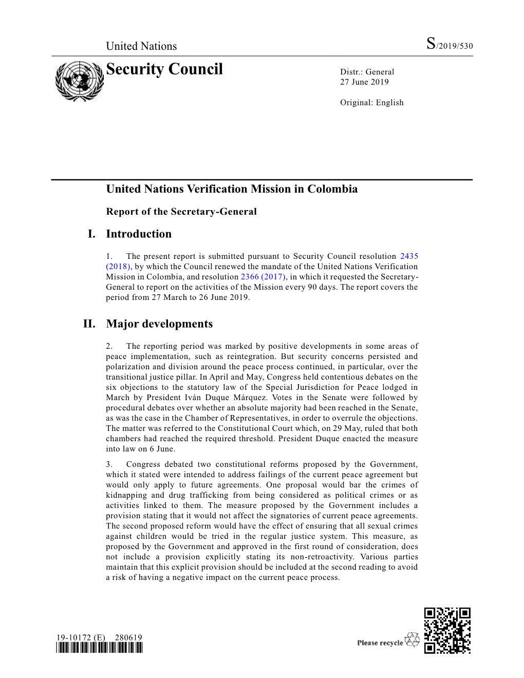 Security Council Distr.: General 27 June 2019