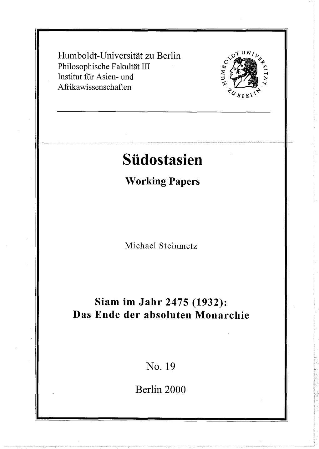 Südostasien Working Papers