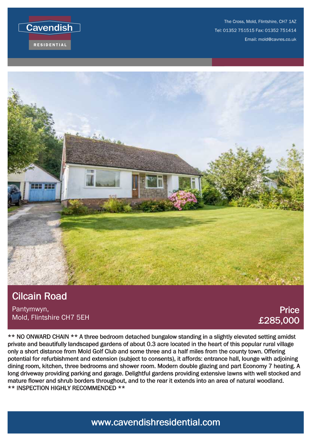 Cilcain Road Pantymwyn, Price Mold, Flintshire CH7 5EH £285,000