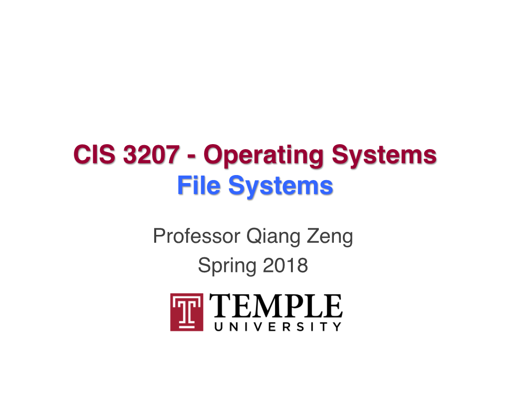 Operating Systems File Systems