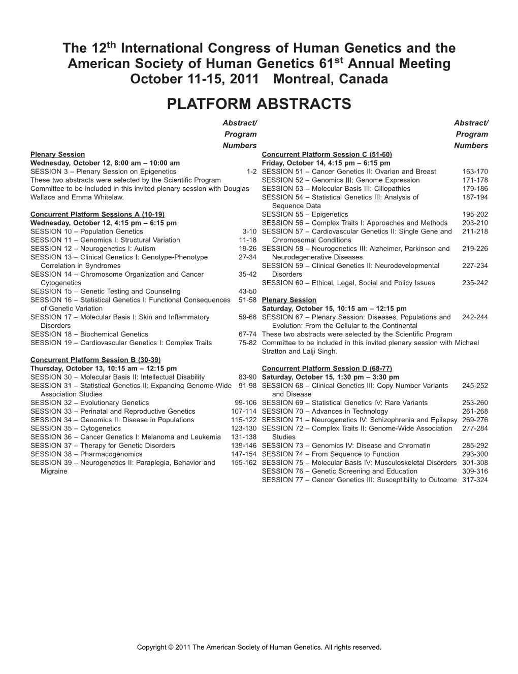 Platform Abstracts