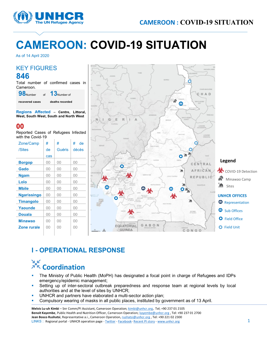 CAMEROON: COVID-19 SITUATION As of 14 April 2020