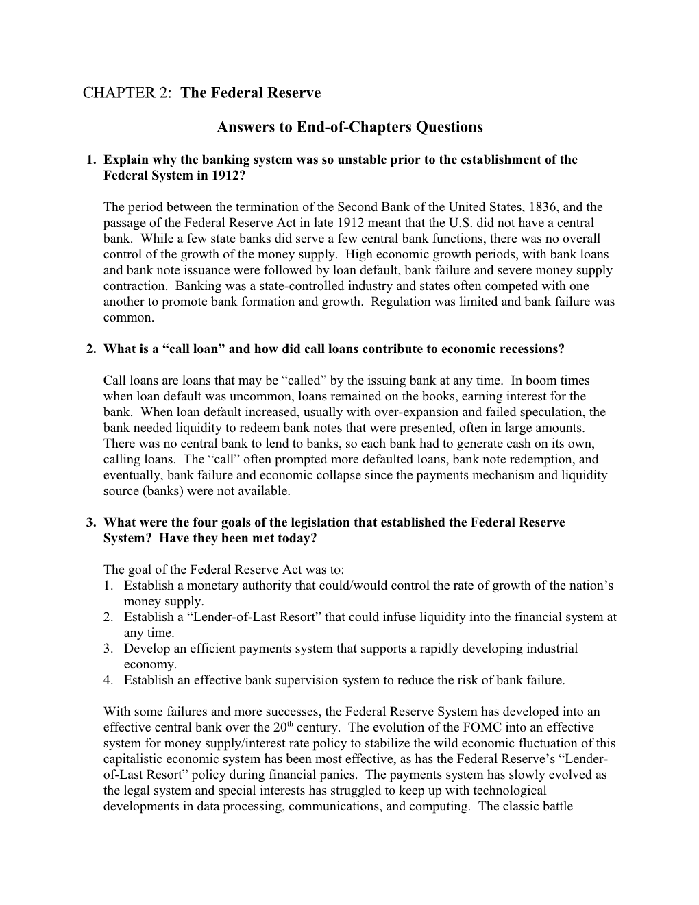 Answers to End-Of-Chapters Questions