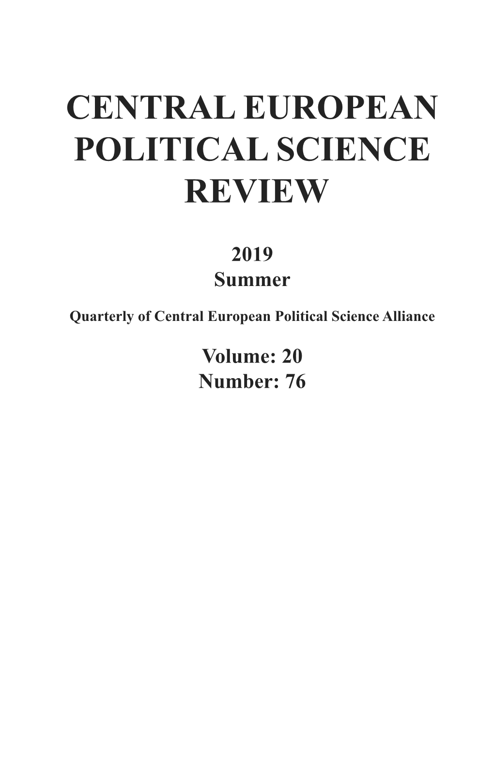 Central European Political Science Review