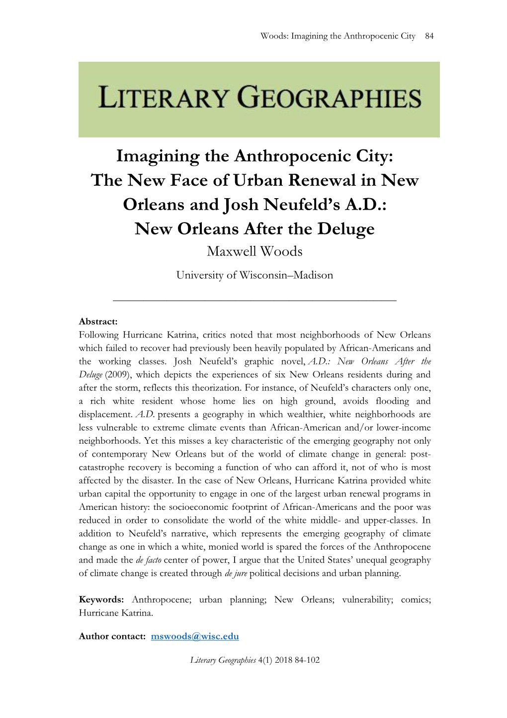 Imagining the Anthropocenic City: the New Face of Urban Renewal In