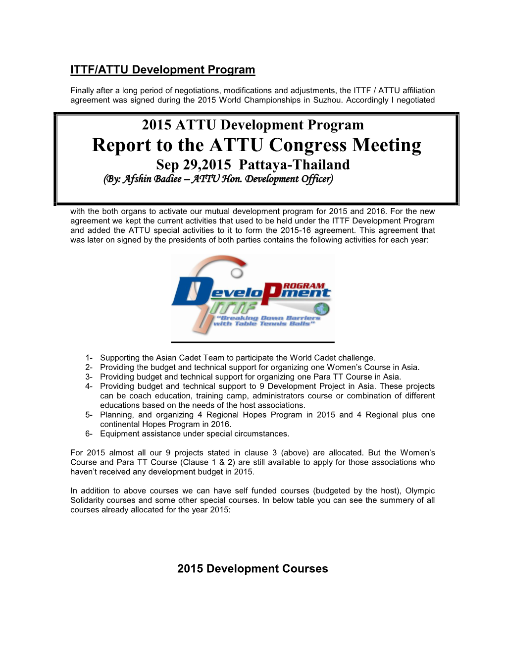 2015 ATTU Advanced Excellence Project Report