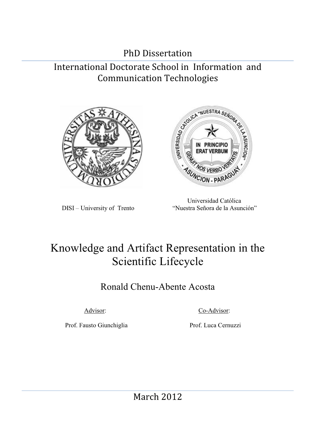 Knowledge and Artifact Representation in the Scientific Lifecycle
