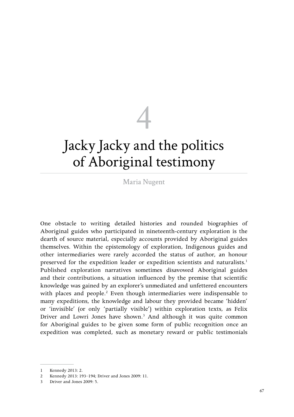 Jacky Jacky and the Politics of Aboriginal Testimony