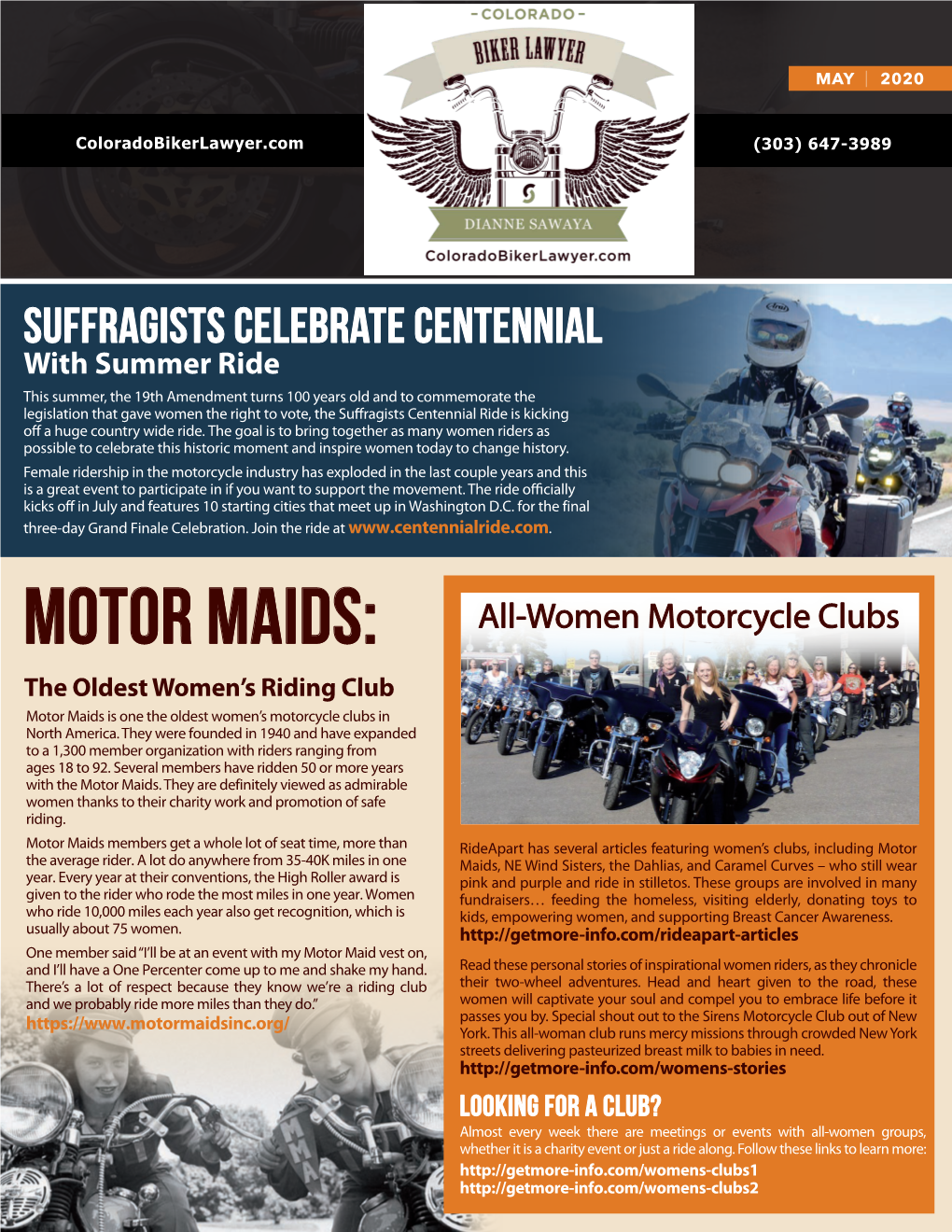 Motor Maids: All-Women Motorcycle Clubs the Oldest Women’S Riding Club Motor Maids Is One the Oldest Women’S Motorcycle Clubs in North America