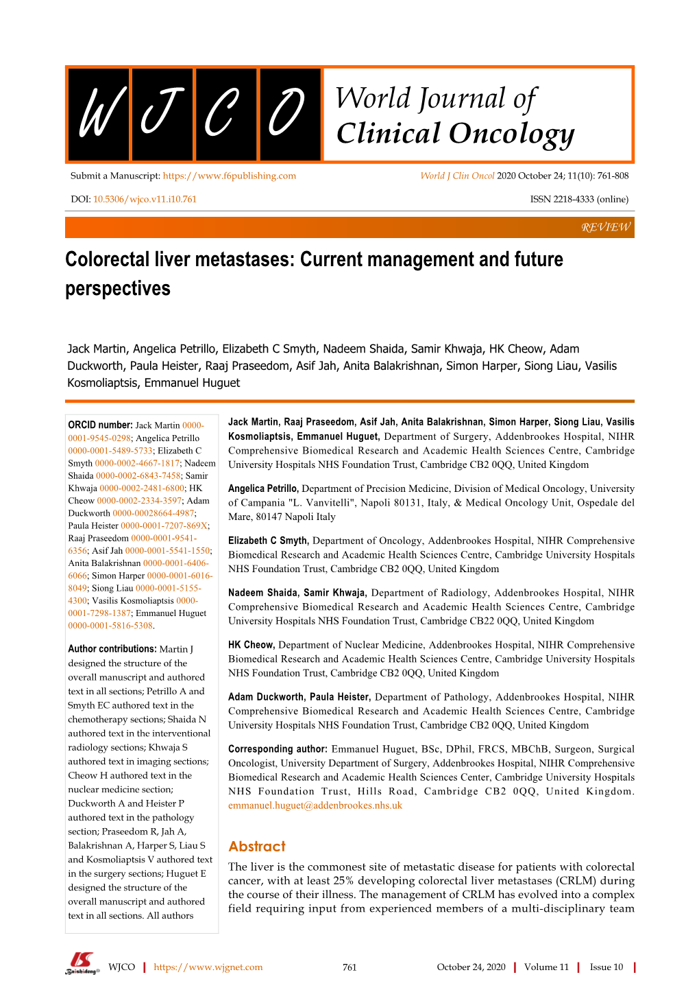 Colorectal Liver Metastases: Current Management and Future Perspectives