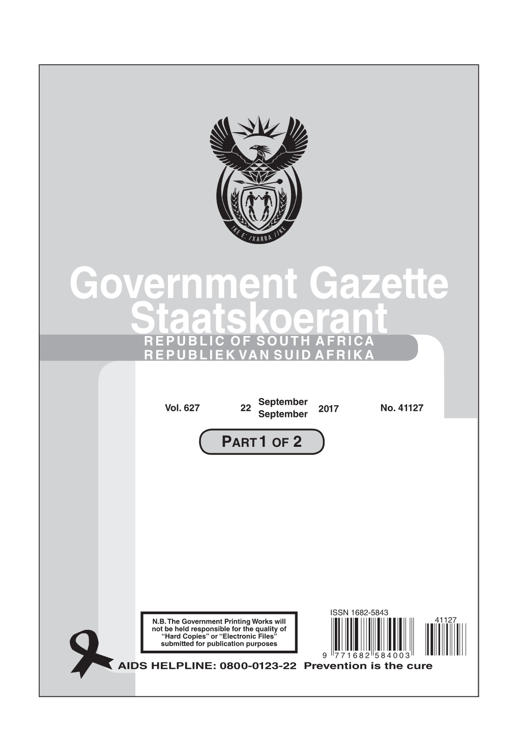 Government Gazette Staatskoerant REPUBLIC of SOUTH AFRICA REPUBLIEK VAN SUID AFRIKA