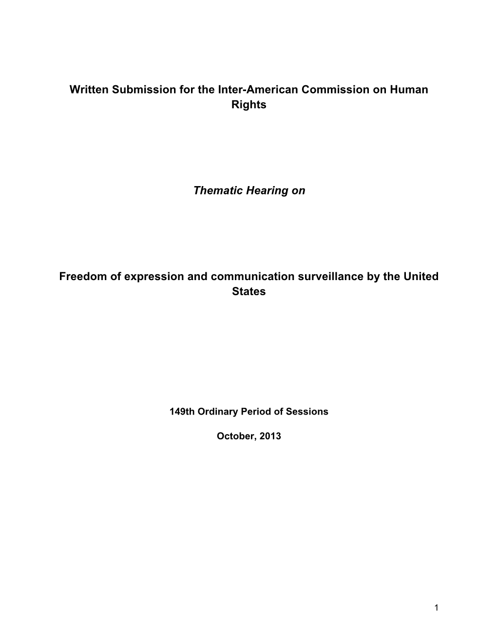 Written Submission for the Inter-American Commission on Human Rights