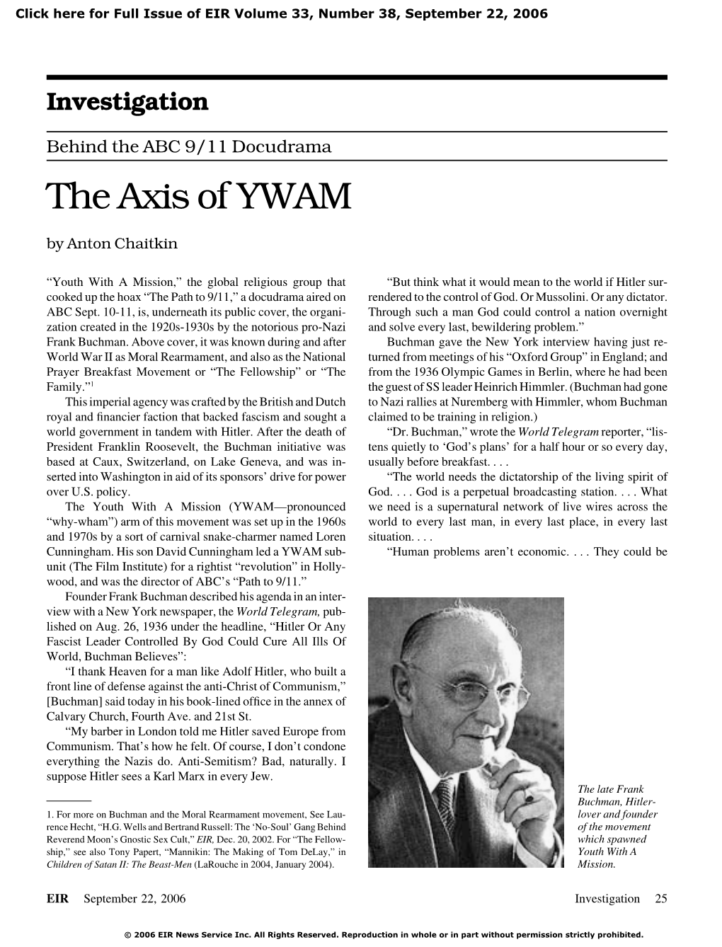 Behind the ABC 9/11 Docudrama: the Axis of YWAM