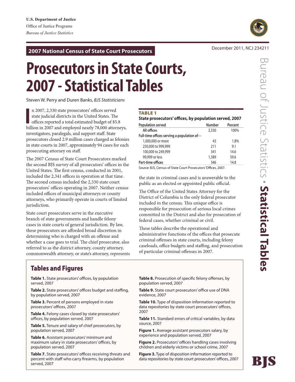 Prosecutors in State Courts, 2007 - Statistical Tables Steven W