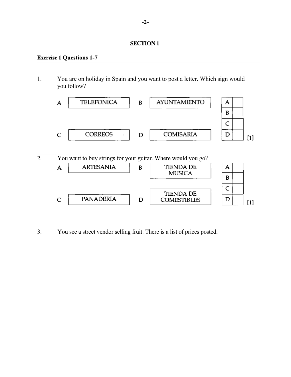 SECTION 1 Exercise 1 Questions 1-7