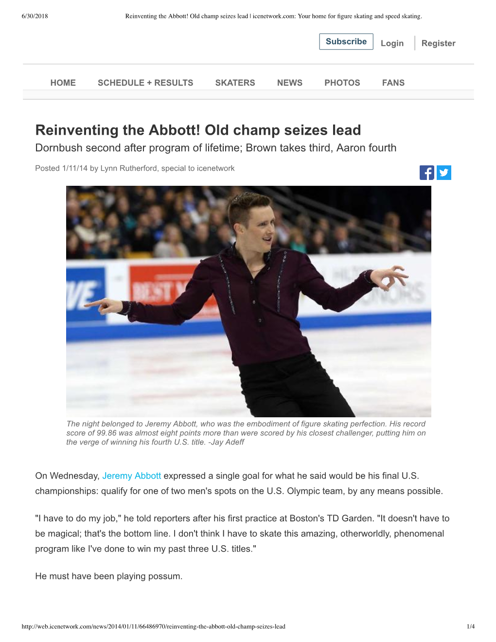 Reinventing the Abbott! Old Champ Seizes Lead | Icenetwork.Com: Your Home for ﬁgure Skating and Speed Skating