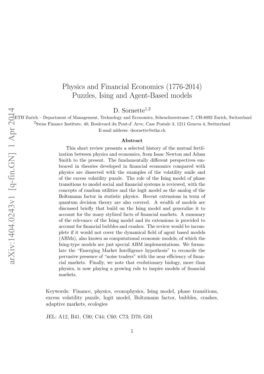 (1776-2014) Puzzles, Ising and Agent-Based Models