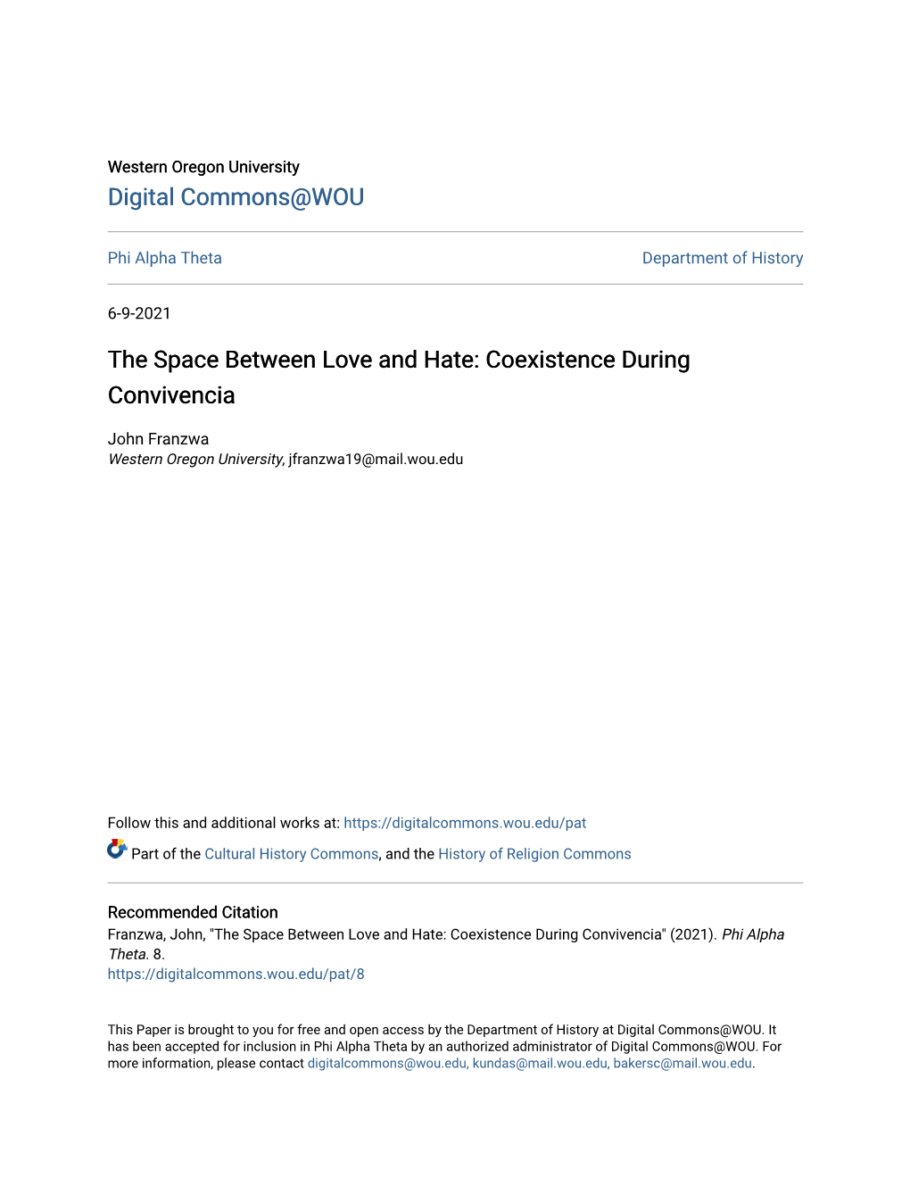 The Space Between Love and Hate: Coexistence During Convivencia