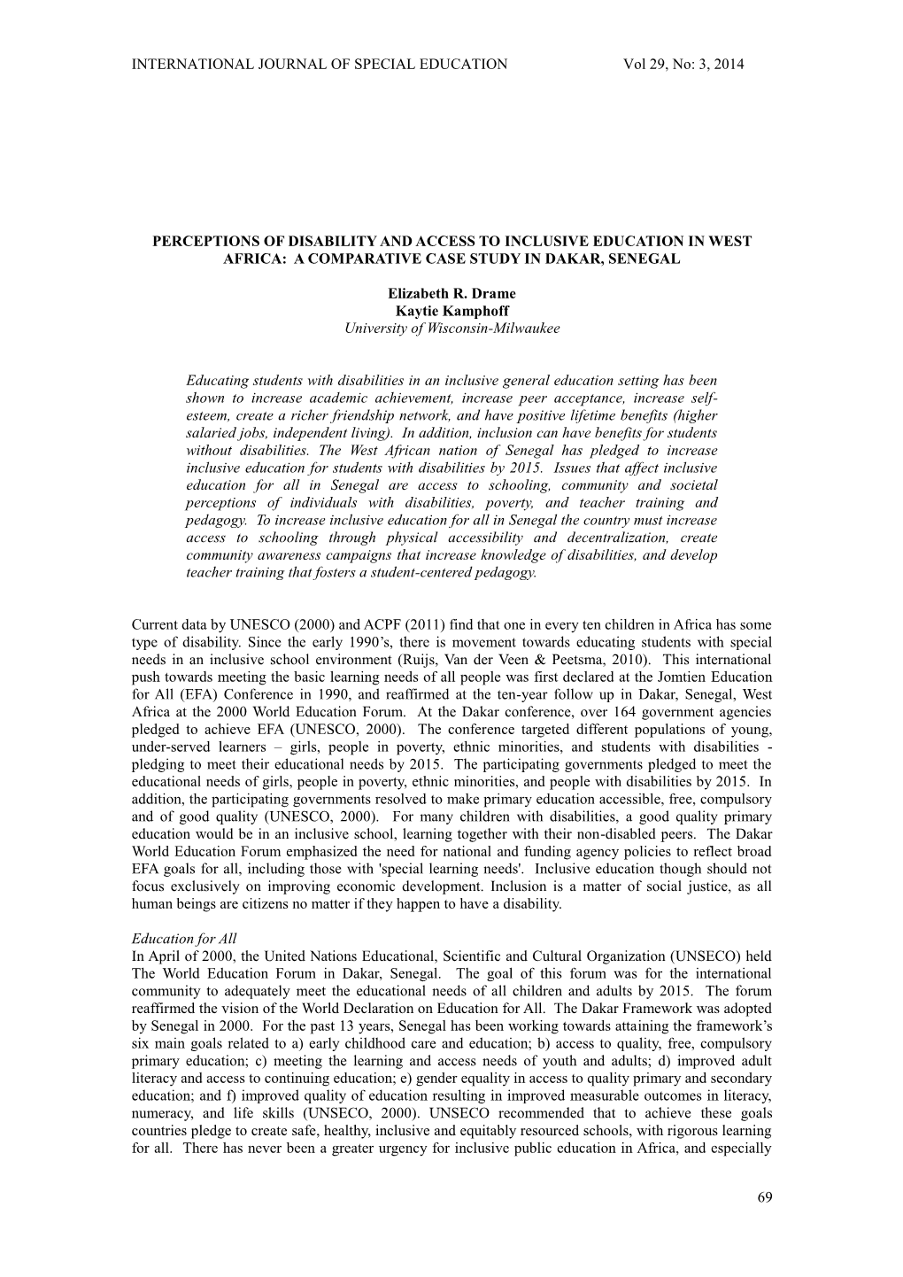 Perceptions of Disability and Access to Inclusive Education in West Africa: a Comparative Case Study in Dakar, Senegal