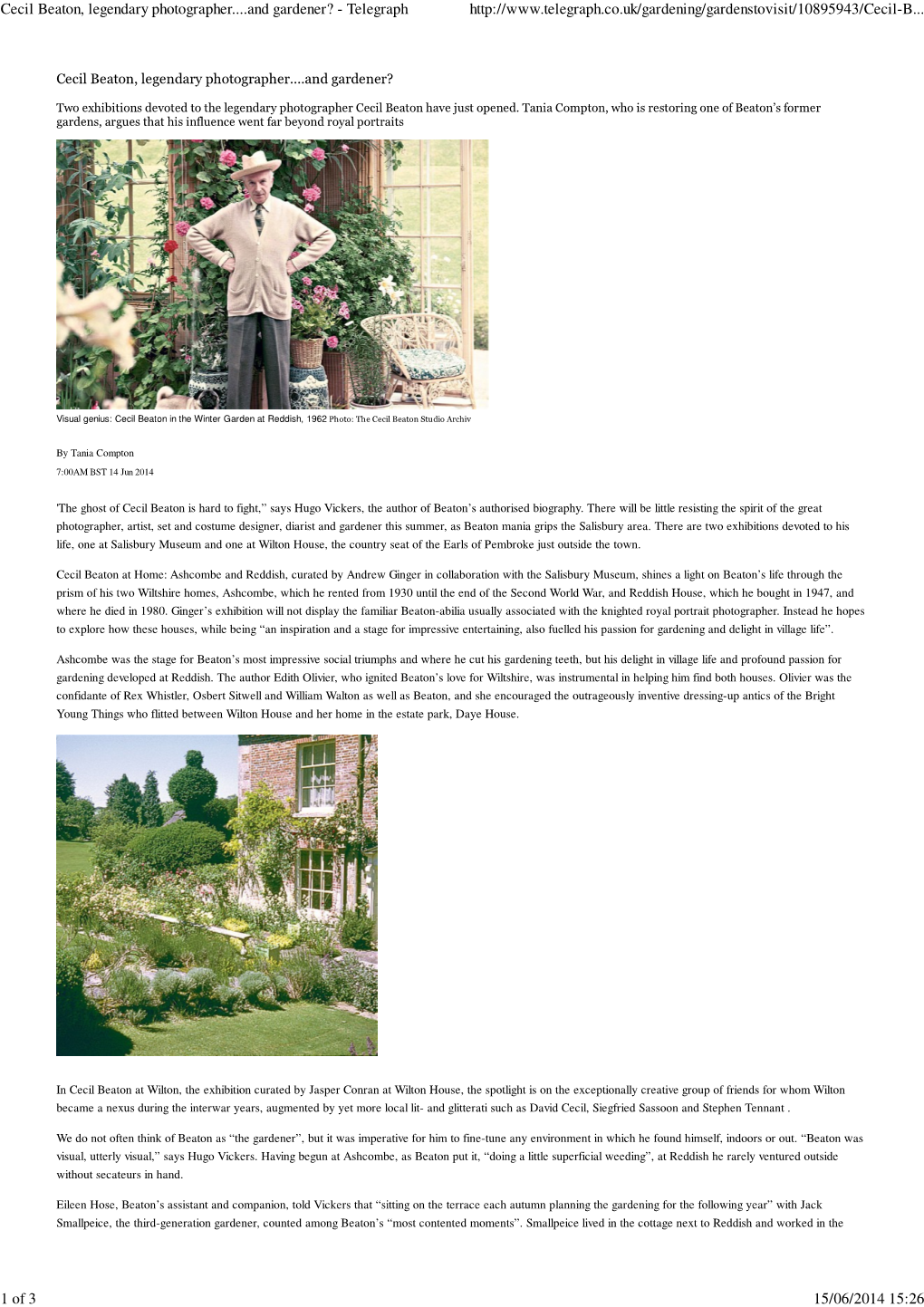 Cecil Beaton, Legendary Photographer...And Gardener?