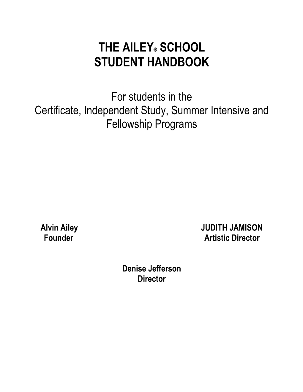 The Ailey® School Student Handbook