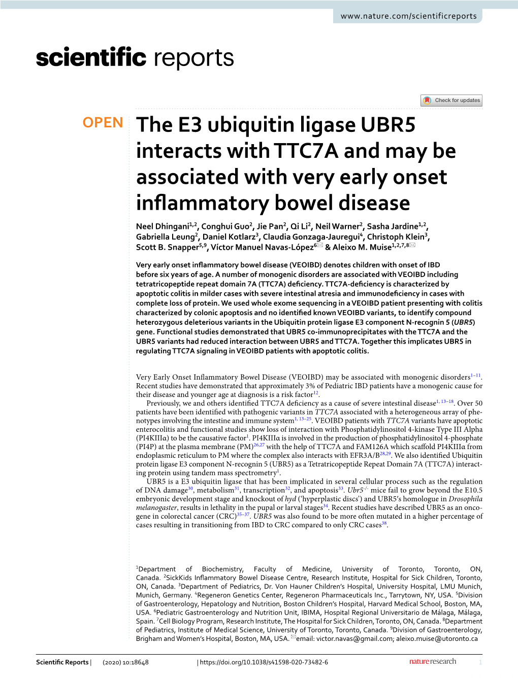 The E3 Ubiquitin Ligase UBR5 Interacts with TTC7A and May Be Associated with Very Early Onset Inflammatory Bowel Disease