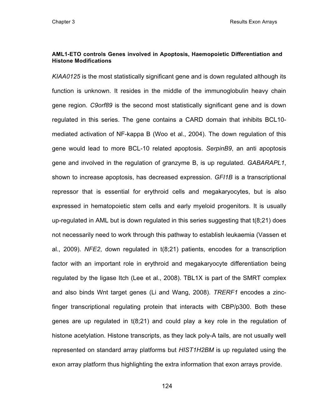 124 KIAA0125 Is the Most Statistically Significant Gene and Is Down