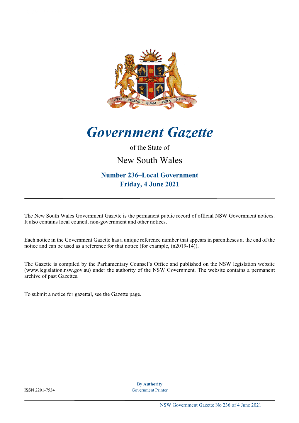 Government Gazette No 236 of Friday 4 June 2021