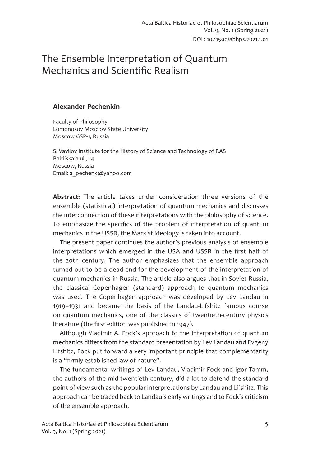 The Ensemble Interpretation of Quantum Mechanics and Scientific Realism