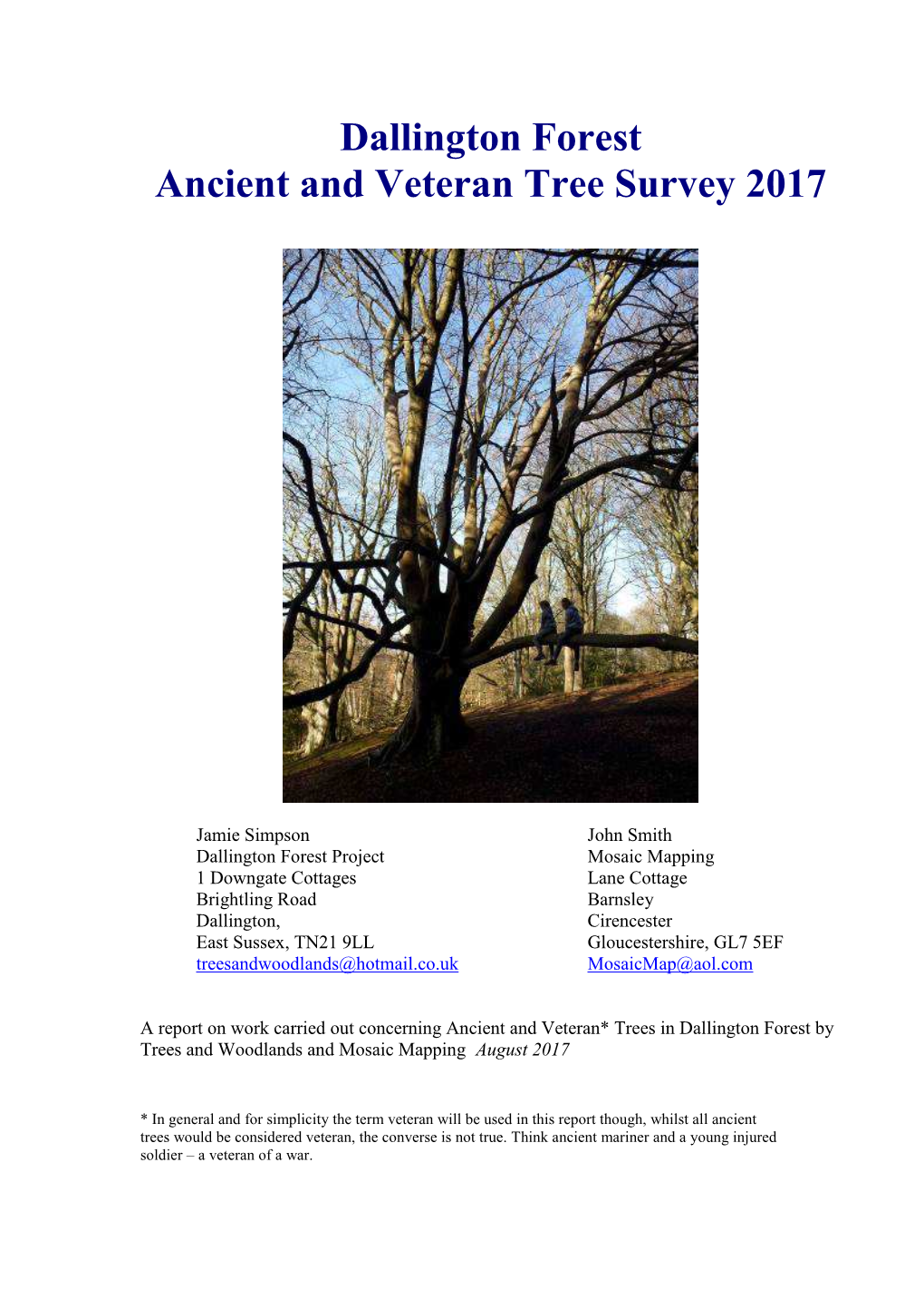Dallington Forest Ancient and Veteran Tree Survey 2017