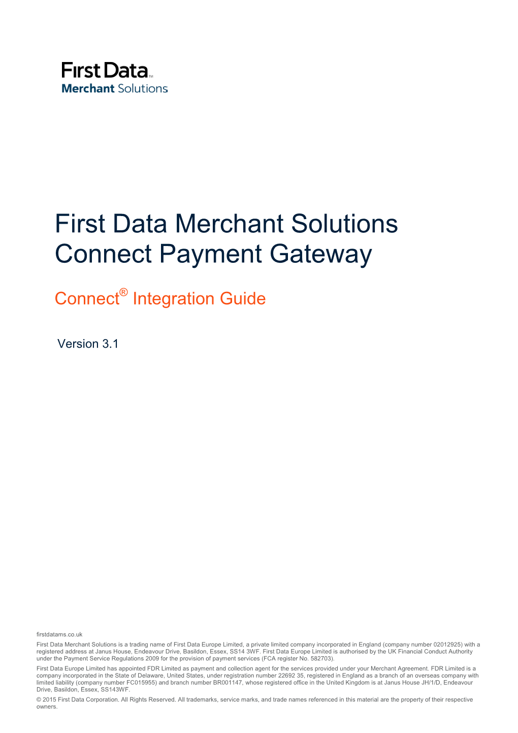 First Data Merchant Solutions Connect Payment Gateway