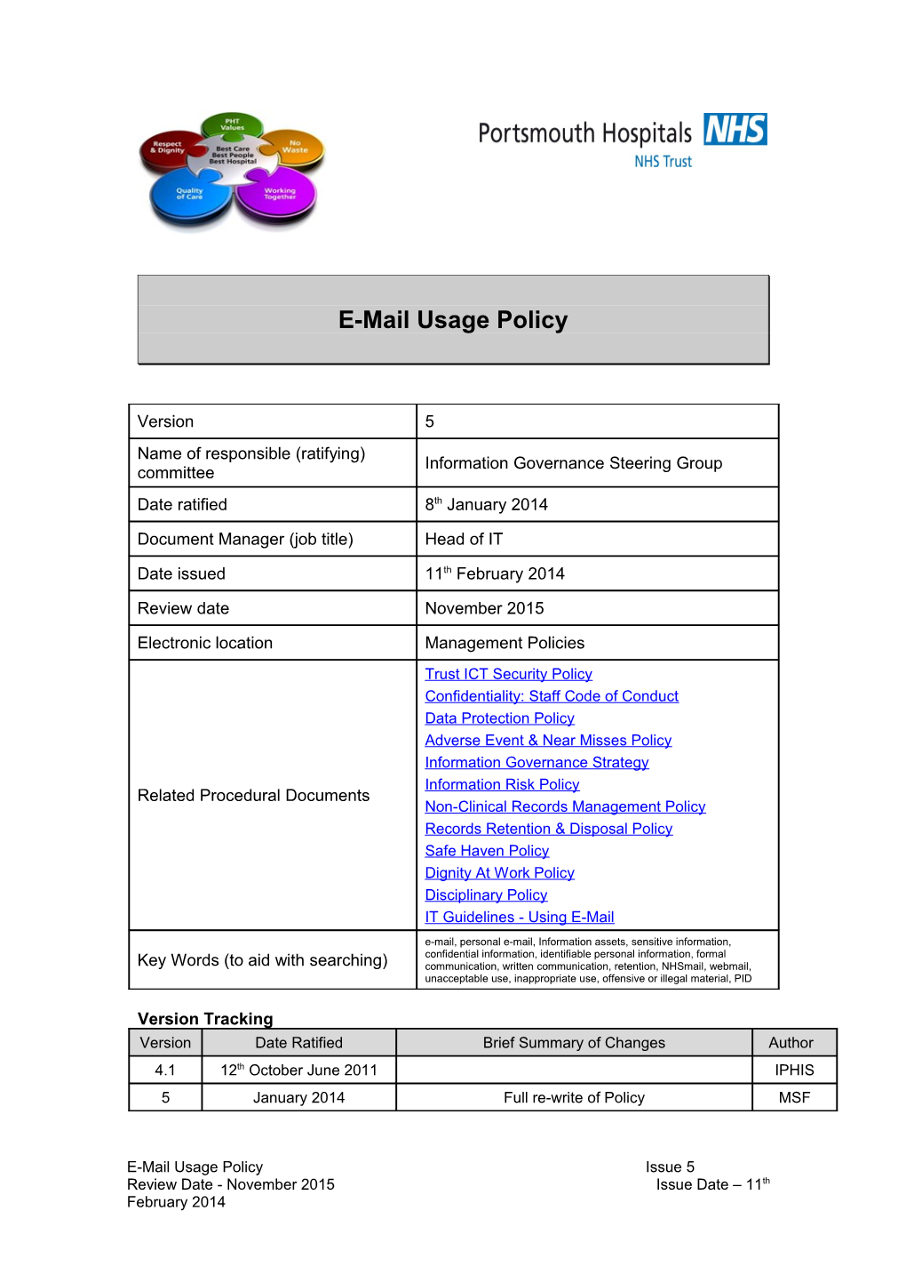 E-Mail Usage Policy